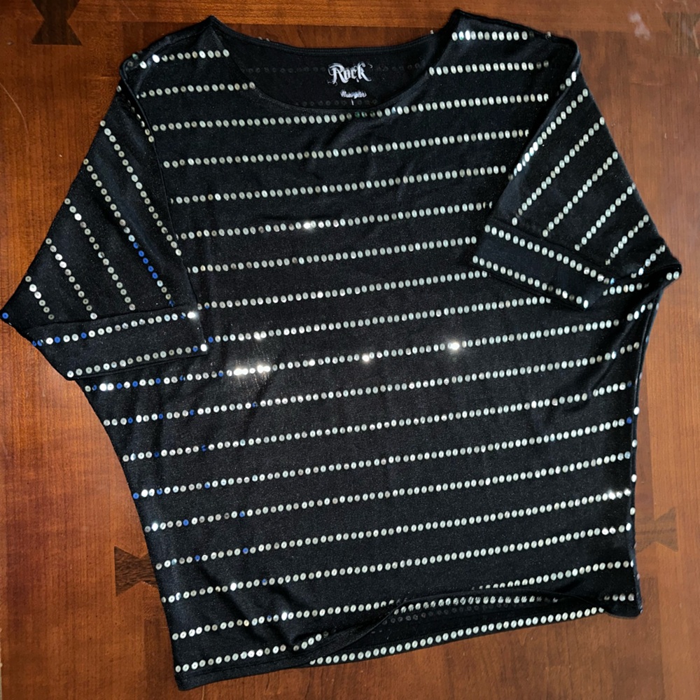 Rock & Roll Cowgirl Black Sequin Top